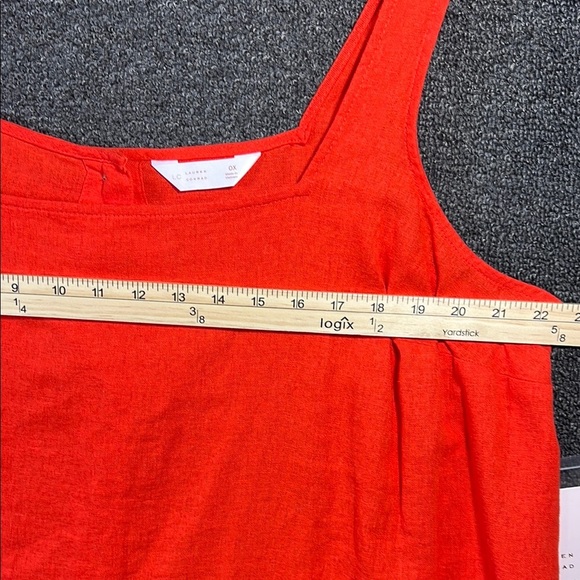 LC Lauren Orange Red High Low Hem Square Neck Tank Top, Plus 0X - Picture 4 of 7